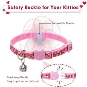 img 2 attached to 2-Pack Safety Kitten Collars - Spring Cat Breakaway Collar with Removable Flower and Bell, Cute Pink Heart Rose Design