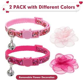 img 1 attached to 2-Pack Safety Kitten Collars - Spring Cat Breakaway Collar with Removable Flower and Bell, Cute Pink Heart Rose Design