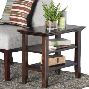 img 4 attached to 🛋️ SimpliHome Acadian Solid Wood 14" Rectangular Narrow Side Table in Brunette Brown - Rustic Contemporary Design with Ample Storage for Living Room and Bedroom