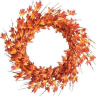 bibelot 20-inch artificial forsythia flower wreath - spring, summer, fall silk leaves for front door, porch, farmhouse, patio - vibrant orange home decor логотип