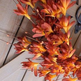 img 2 attached to Bibelot 20-Inch Artificial Forsythia Flower Wreath - Spring, Summer, Fall Silk Leaves for Front Door, Porch, Farmhouse, Patio - Vibrant Orange Home Decor