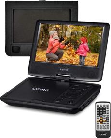 img 4 attached to 📀 Versatile Portable DVD Player with 9" Swivel Screen - Remote Control, Rechargeable Battery, Car Charger, Wall Charger, Personal DVD Player(Black)