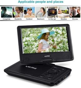 img 3 attached to 📀 Versatile Portable DVD Player with 9" Swivel Screen - Remote Control, Rechargeable Battery, Car Charger, Wall Charger, Personal DVD Player(Black)