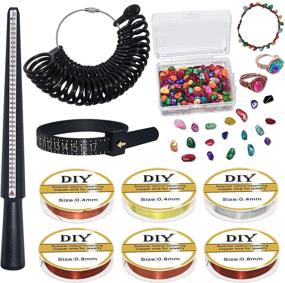 img 4 attached to 🔮 Lehosek DIY Ring Making Kit - Ring Sizer Tool Set with 4 Plastic Ring Mandrels, Ring Size Gauge and Belt, 300 Crystal Beads, and 6 Jewelry Wires for Jewelry Crafting