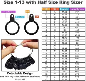 img 1 attached to 🔮 Lehosek DIY Ring Making Kit - Ring Sizer Tool Set with 4 Plastic Ring Mandrels, Ring Size Gauge and Belt, 300 Crystal Beads, and 6 Jewelry Wires for Jewelry Crafting