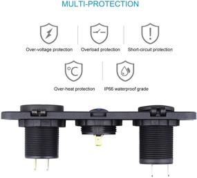 img 1 attached to Зарядное устройство с двумя USB-разъемами Cllena с вольтметром на светодиодах и 12-вольтовой розеткой: Панель с четырьмя функциями для автомобиля, морского судна, лодки, грузовика или кемпера (синий)