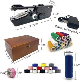 img 3 attached to 🧵 Portable Handheld Sewing Device, Compact Hand Sewing Machine, Wooden Sewing Box Including 143 Pcs Sewing Kit Supplies, Ideal Mini Sewing Machine for Beginners