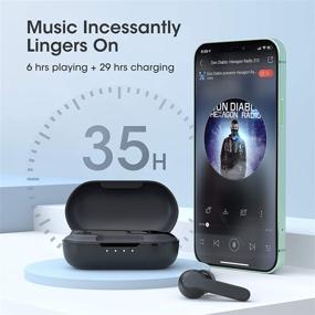 img 2 attached to 🎧 Мощные наушники с Bluetooth и басом, MBits S беспроводные наушники 5.0 с микрофоном, технология шумоподавления CVC 8.0, беспроводные наушники в ухе/35 часов воспроизведения/IPX8/сенсорное управление/USB-C.