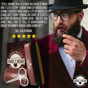 img 1 attached to Ultimate Beard Grooming Kit: Beard Comb & Brush with Mustache Scissors, Natural Bristles, Dual-action Comb - Perfect Christmas Gift