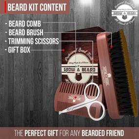 img 2 attached to Ultimate Beard Grooming Kit: Beard Comb & Brush with Mustache Scissors, Natural Bristles, Dual-action Comb - Perfect Christmas Gift