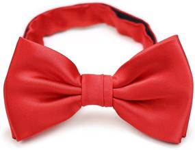 img 3 attached to 🎀 Stylish Solid Color Satin Pre-Tied Bow Tie for Boys 2-10 | BOWS-N-TIES