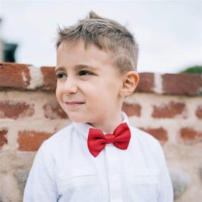 img 2 attached to 🎀 Stylish Solid Color Satin Pre-Tied Bow Tie for Boys 2-10 | BOWS-N-TIES