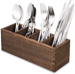 img 4 attached to 🔪 Maximize Your Kitchen Organization with the 4 Adjustable Smart Compartments Kitchen Utensil Holder & Cutlery Tray - Perfect Silverware and Flatware Storage Caddy