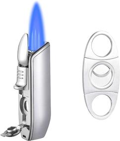 img 4 attached to 🔥 Refillable Triple Jet Flame Butane Torch Lighter Set with Cigar Cutter and Puncher - Windproof Lighter, Ideal Gifts for Men (Butane Not Included)