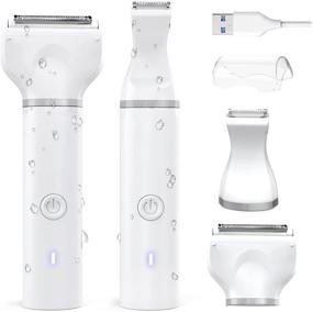 img 4 attached to 💁 Xesscare Electric Razor for Women - 2-in-1 Shaver & Bikini Trimmer | IPX7 Waterproof, Rechargeable, Painless Hair Removal | Wet & Dry Use | White