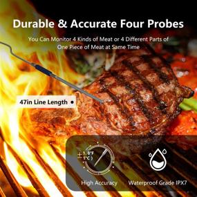 img 1 attached to 🔥 ZONGOOL Wireless Meat Thermometer: Ultimate Hands-Free Outdoor BBQ & Kitchen Temperature Measuring Instrument with 4 Probes, Timer Alarm, and Smart LCD Screen