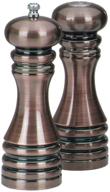 🌶️ enhance your dining experience with the chef specialties 7 inch burnished copper pepper mill and salt shaker set logo