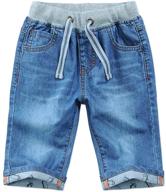 👖 mid waist elastic straight stretch summer capris cropped denim jeans shorts for boys (3t-12) logo