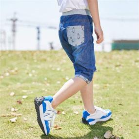 img 1 attached to 👖 Mid Waist Elastic Straight Stretch Summer Capris Cropped Denim Jeans Shorts for Boys (3T-12)