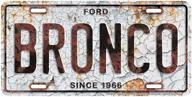 hangtime ford bronco rust metal 🔧 license plate 6 x 12 with background logo