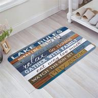 🏞️ non-slip rubber entrance mat floor mat rug - blue lake, indoor outdoor use for front door, bathroom or doormat logo