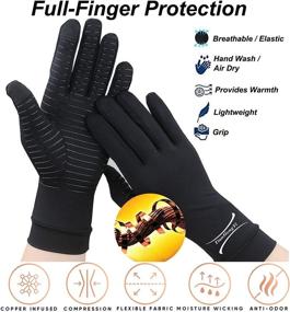 img 3 attached to 🧤 Copper Compression Arthritis Gloves – Full Finger Support for Men & Women with Carpal Tunnel, RSI, and Everyday Use (Black, Medium, 2 Pairs)
