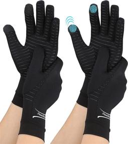img 4 attached to 🧤 Copper Compression Arthritis Gloves – Full Finger Support for Men & Women with Carpal Tunnel, RSI, and Everyday Use (Black, Medium, 2 Pairs)