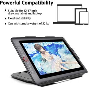 img 1 attached to 📱 Versatile Foldable Stand: Adjustable 9 Levels for Drawing Tablet, Laptop, iPad & More, with Built-in Phone Holder