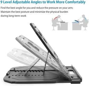 img 3 attached to 📱 Versatile Foldable Stand: Adjustable 9 Levels for Drawing Tablet, Laptop, iPad & More, with Built-in Phone Holder