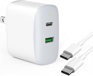 high-speed 30w 2-port fast charger with usb-c adapter for ipad pro, ipad air, google pixel, and more - includes foldable pd 3.0 wall charger and 6.6ft usb c to c cord logo