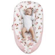 👶 portable baby lounger & baby nest, reversible newborn lounger for bassinet, durable and machine washable infant lounger bed, adjustable bed for babies aged 0-12 months (pink blossom) logo