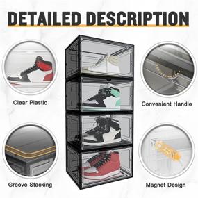 img 1 attached to 👟 Organize Your Sneakers with a 6 Pack of Magnetic Shoe Storage Boxes, Stackable & Clear Door Design, Ideal for Size 12 Shoes