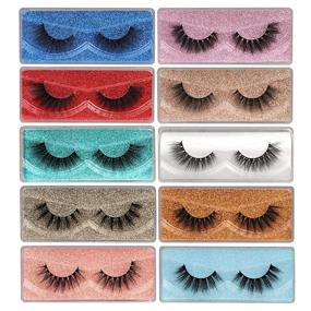 img 4 attached to 👁️ Premium Wispy 18mm Natural 3D Faux Mink Lashes - Pack of 10 Pairs, 10 Styles - Soft, Reusable Bulk False Eyelashes with Glitter Portable Boxes