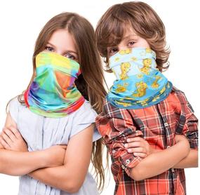 img 3 attached to 👶 Детская бафф-маска с ультрафиолетовой защитой: 5 штук рисунков для лица балаклавы бандана шарф для активного отдыха на улице