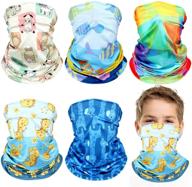 👶 kids uv protection face cover: 5 piece cartoon face balaclava bandana scarf for outdoor activities logo