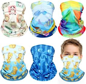 img 4 attached to 👶 Детская бафф-маска с ультрафиолетовой защитой: 5 штук рисунков для лица балаклавы бандана шарф для активного отдыха на улице