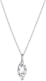 img 4 attached to 💎 Dainty Sterling Silver Solitaire Necklace: Sparkling Marquise Pendant for Women & Teen Girls, Adjustable Silver Chain - Ideal Birthday Gift & Fashionable Jewelry (15+3 Inches)