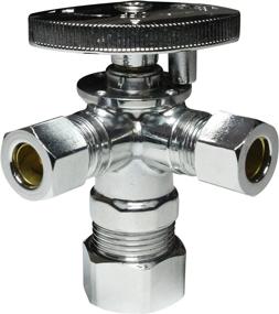 img 2 attached to 🚰 Dual Compression Outlet Angle Stop Valve, Plumbing Fitting, Quarter Turn, Single Handle, with Multiple Select Positions, Water Valve Shut Off 1/2" NOM (5/8" OD) x (3/8" x 3/8")