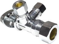🚰 dual compression outlet angle stop valve, plumbing fitting, quarter turn, single handle, with multiple select positions, water valve shut off 1/2" nom (5/8" od) x (3/8" x 3/8") логотип