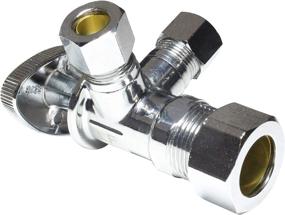 img 4 attached to 🚰 Dual Compression Outlet Angle Stop Valve, Plumbing Fitting, Quarter Turn, Single Handle, with Multiple Select Positions, Water Valve Shut Off 1/2" NOM (5/8" OD) x (3/8" x 3/8")