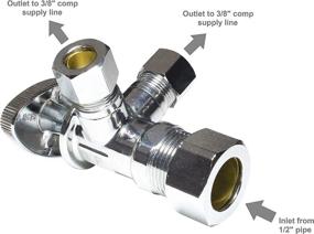 img 1 attached to 🚰 Dual Compression Outlet Angle Stop Valve, Plumbing Fitting, Quarter Turn, Single Handle, with Multiple Select Positions, Water Valve Shut Off 1/2" NOM (5/8" OD) x (3/8" x 3/8")
