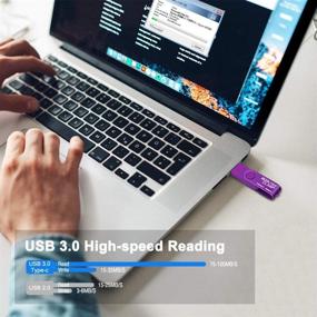 img 1 attached to 📱 128 ГБ флеш-накопитель USB Type-C: BorlterClamp двухпортовая USB C 3.0 флешка для смартфонов на Android Samsung Galaxy S10 / S9 / S8 / Note 9, LG, Huawei, планшетов и компьютеров (фиолетовый)