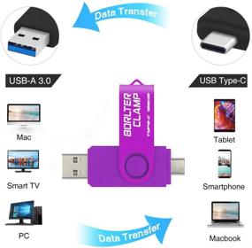 img 3 attached to 📱 128 ГБ флеш-накопитель USB Type-C: BorlterClamp двухпортовая USB C 3.0 флешка для смартфонов на Android Samsung Galaxy S10 / S9 / S8 / Note 9, LG, Huawei, планшетов и компьютеров (фиолетовый)