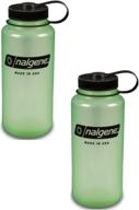 🍃 nalgene triton wide mouth 32oz water bottle - 2 pack (glow in the dark green) logo