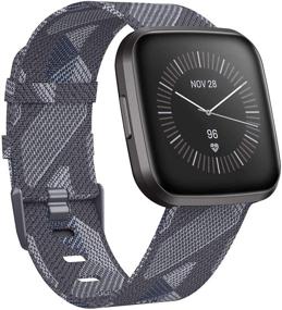 img 4 attached to 📿 CAVN Отделанные браслеты для Fitbit Versa 2/Versa/Versa Lite, дышащая тканевая замена ремешка-браслета для женщин и мужчин в умных часах Versa 2/Versa/Versa Lite