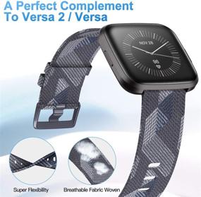 img 3 attached to 📿 CAVN Отделанные браслеты для Fitbit Versa 2/Versa/Versa Lite, дышащая тканевая замена ремешка-браслета для женщин и мужчин в умных часах Versa 2/Versa/Versa Lite