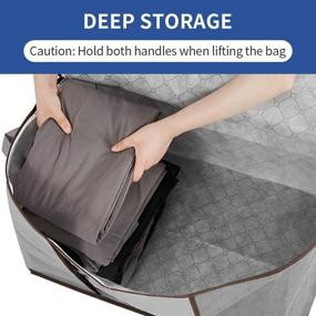 img 2 attached to 🗄️ JERIA 3-Pack 90L Large Capacity Storage Bags with Clear Window, Foldable Closet Organizer Clothing Storage Bins, 3 Layer Fabric, Ideal for Comforters, Bedding, Blankets, and Clothing, Grey