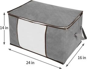 img 3 attached to 🗄️ JERIA 3-Pack 90L Large Capacity Storage Bags with Clear Window, Foldable Closet Organizer Clothing Storage Bins, 3 Layer Fabric, Ideal for Comforters, Bedding, Blankets, and Clothing, Grey