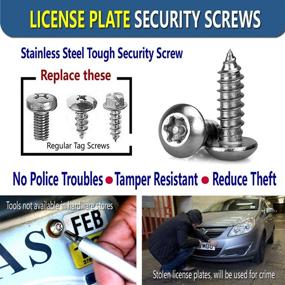 img 2 attached to 🔩 ZXFOOG Stainless Steel License Plate Screws - Rustproof, Anti-Theft Front or Rear Plate Frame Holder Fasteners, Secure License Plate Security Screw Set with Black Caps