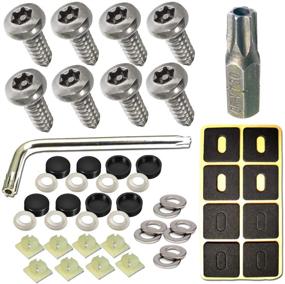 img 4 attached to 🔩 ZXFOOG Stainless Steel License Plate Screws - Rustproof, Anti-Theft Front or Rear Plate Frame Holder Fasteners, Secure License Plate Security Screw Set with Black Caps